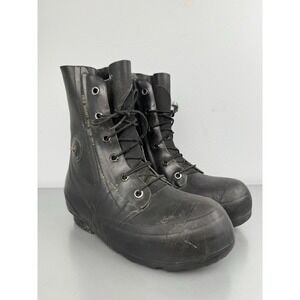 Vintage 80s Bata Military Jump Boots Mens 9 Black Mickey Mouse Paratrooper 1980s